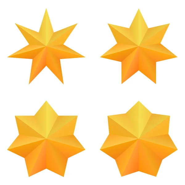 Satz von vier goldenen Sieben-Punkte-Sternen. — Stockvektor