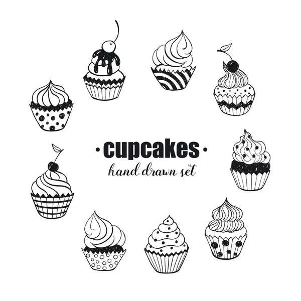 Hand drawn cupcakes — Stock Vector