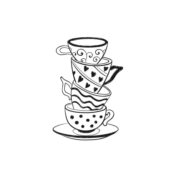 Tea cups ikon — Stock Vector
