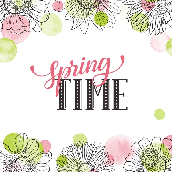 Cartão de saudação Primavera tempo — Vetor de Stock