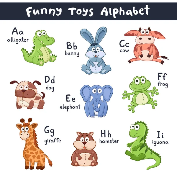Alphabet animaux de bande dessinée — Image vectorielle