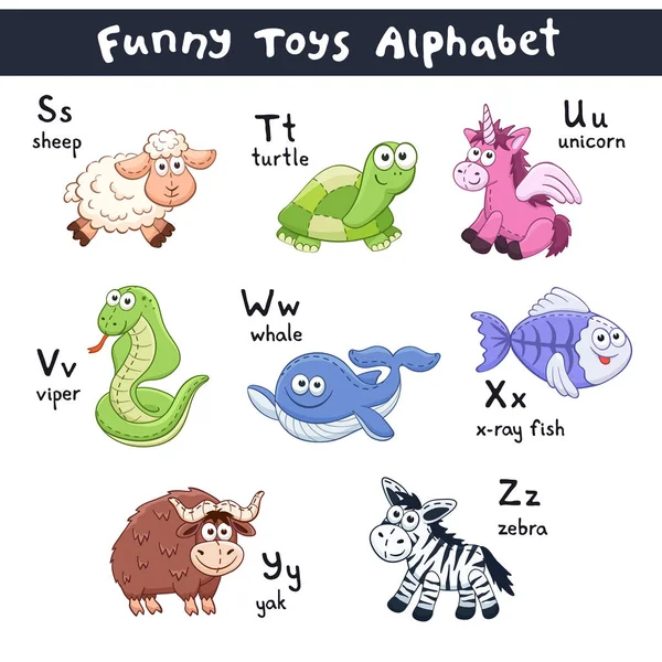 Cartoon animals alphabet — Stock Vector