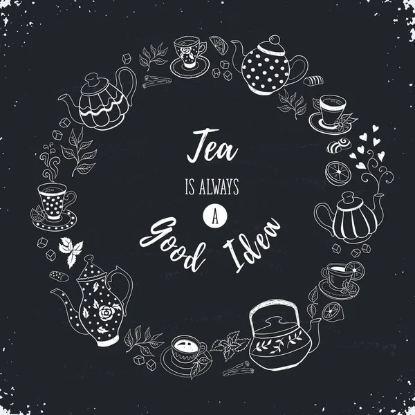 Affiche heure du thé — Image vectorielle