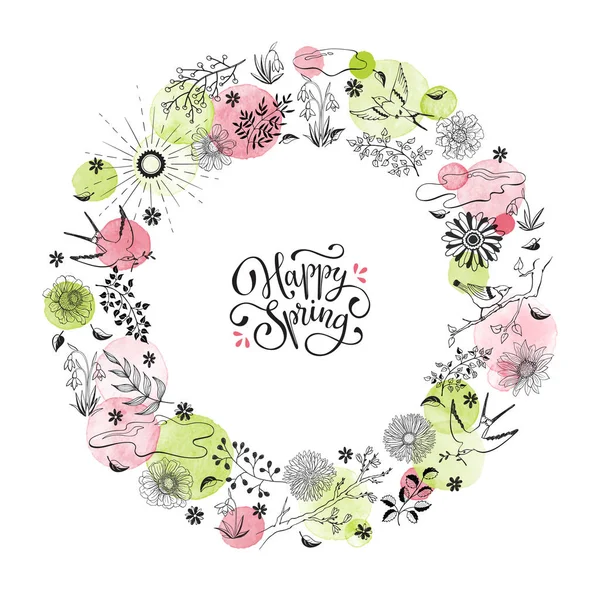 Tarjeta de primavera feliz — Vector de stock