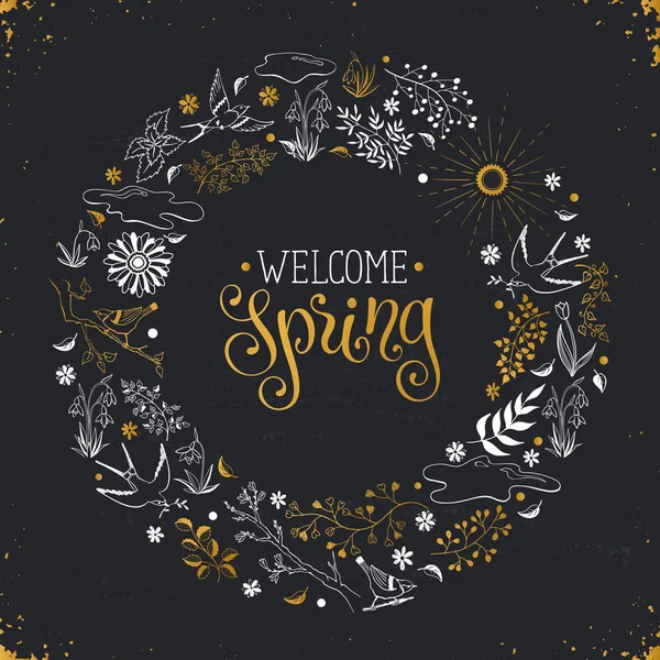 Tarjeta de primavera feliz — Archivo Imágenes Vectoriales