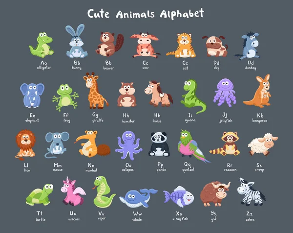 Colección de animales de dibujos animados — Vector de stock