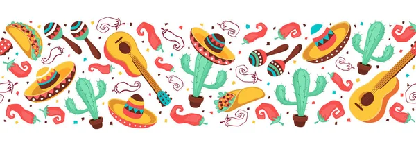 Banner de objetos mexicanos — Archivo Imágenes Vectoriales