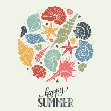 Deniz kabuklarını daire kompozisyon