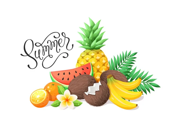 Tropical fruit collection — Stock Vector