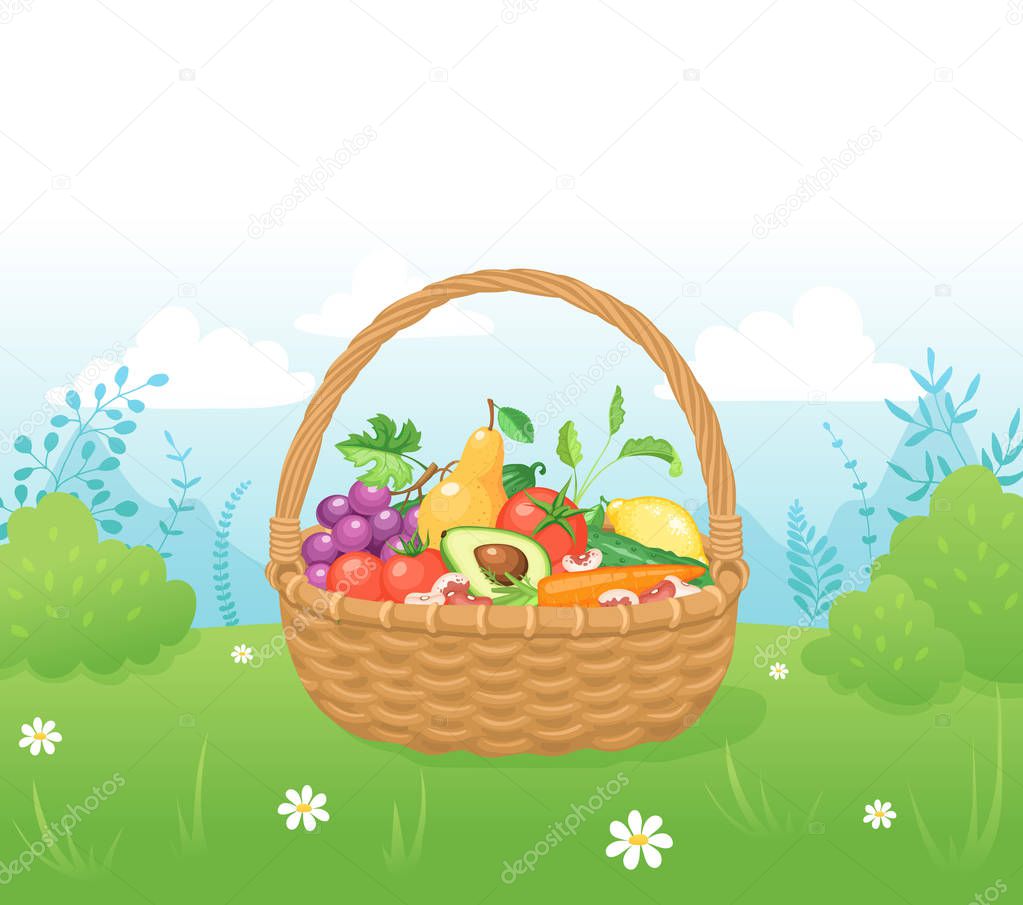 basket with fresh food