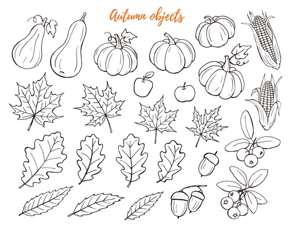 Objetos de otoño establecidos — Vector de stock