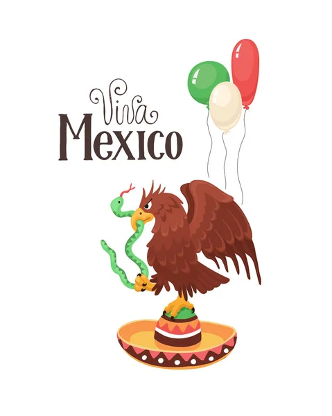 Viva Meksika ile kartal — Stok Vektör