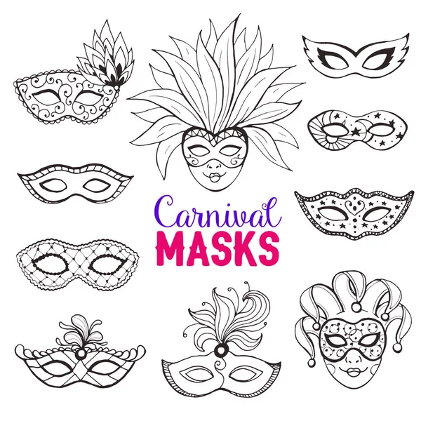 Carnival masks collection — Stock Vector
