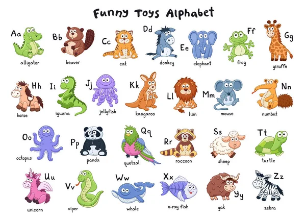 Alphabet animaux de bande dessinée — Image vectorielle