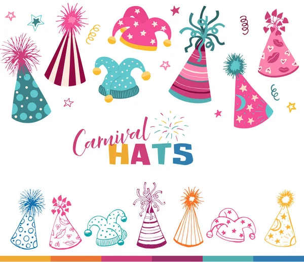 Набор карнавальных шляп — стоковый вектор