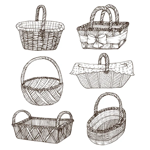 Hand drawn baskets — Stock Vector