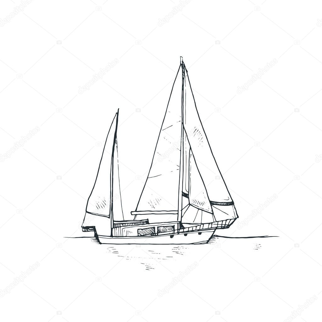 vector sketch boat