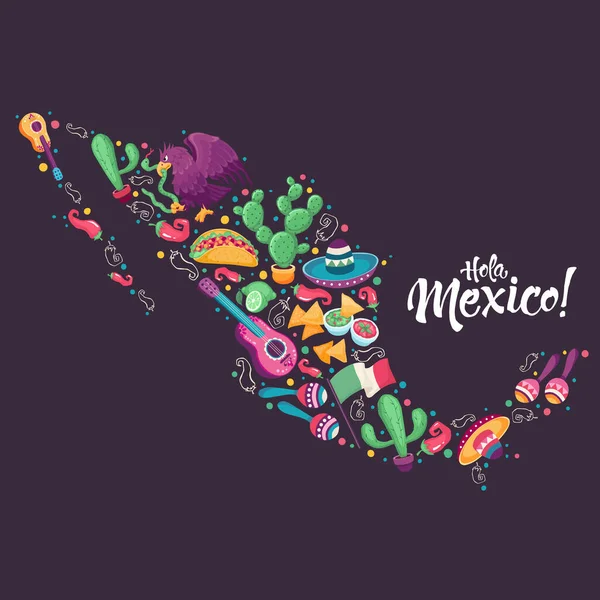 Плакат Hola Mexico — стоковый вектор