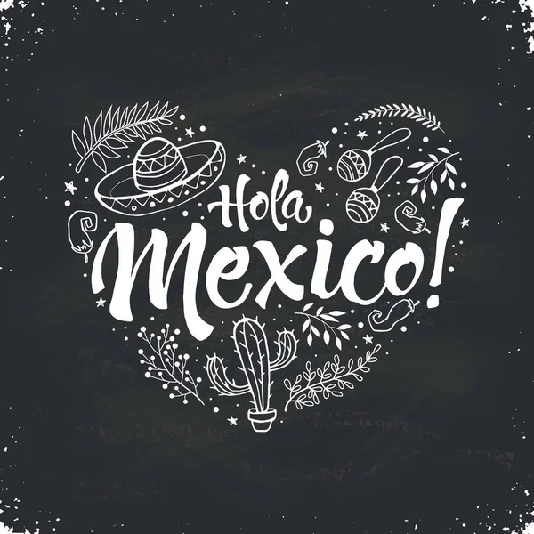 Viva il cuore messicano — Vettoriale Stock