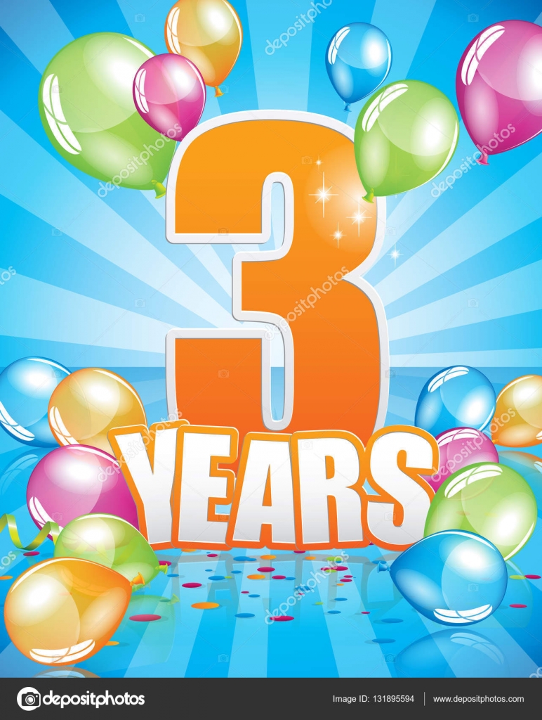 3 Jahre Geburtstagskarte — Stockvektor © Orkidia 131895594