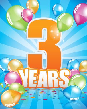 3 yıl doğum günü kartı