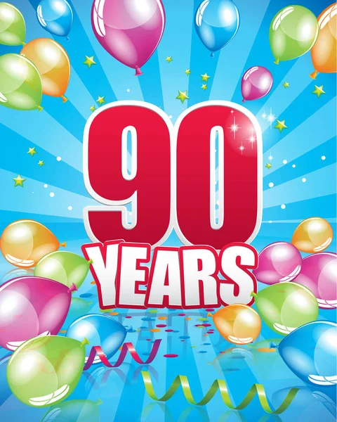 90 年生日贺卡 — 图库矢量图片