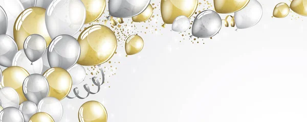 Ασημένιο και χρυσό μπαλόνια — Διανυσματικό Αρχείο