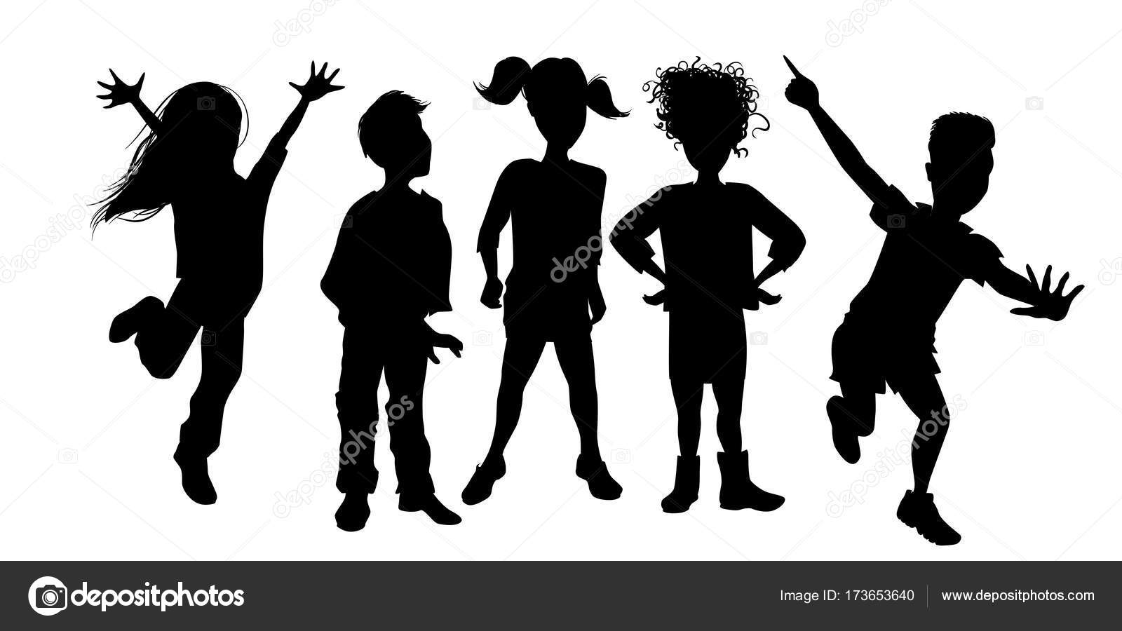 Download Children vector silhouettes — Stock Vector © Orkidia #173653640