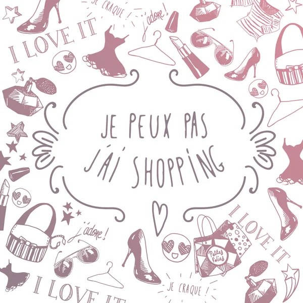 Français Shopping arrière-plan — Image vectorielle