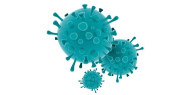 Coronavirus illüstrasyonu beyaz büyük bir pankartta izole edildi