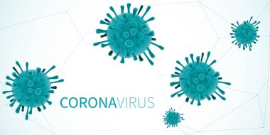 Coronavirus illüstrasyonu beyaz büyük bir pankartta izole edildi