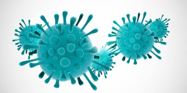 Coronavirus illüstrasyonu beyaz büyük bir pankartta izole edildi