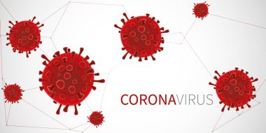 Coronavirus illüstrasyonu beyaz büyük bir pankartta izole edildi