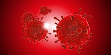 Coronavirus illüstrasyonu beyaz büyük bir pankartta izole edildi