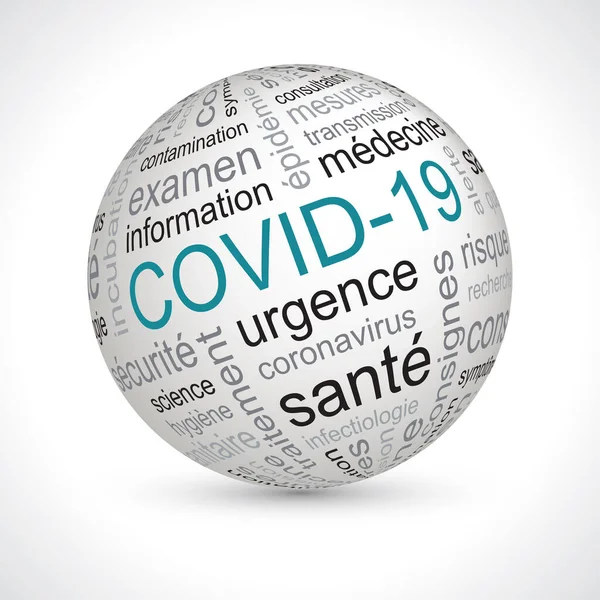 フランス語Covid 19コロナウイルスキーワードテーマ領域要素 — ストック写真