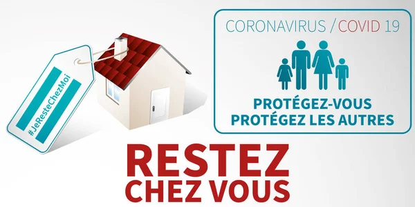 Französisches Banner Schützt Sich Andere Bleiben Hause — Stockfoto