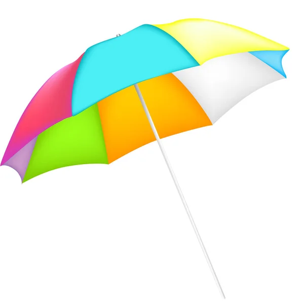 Strand Esernyő Szivárvány Színek Elszigetelt Fehér Háttér — Stock Fotó