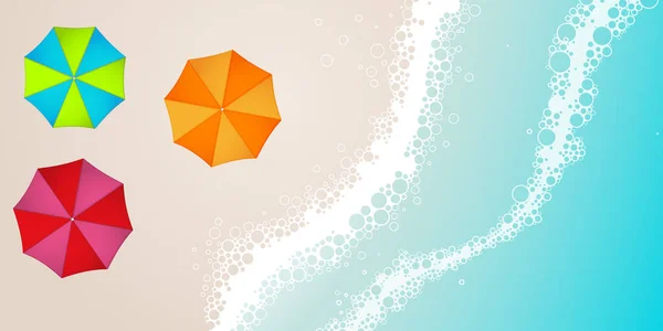 Blue Sea Sweet Beach Unbrella Illustration Summer Banner — Stock Photo, Image