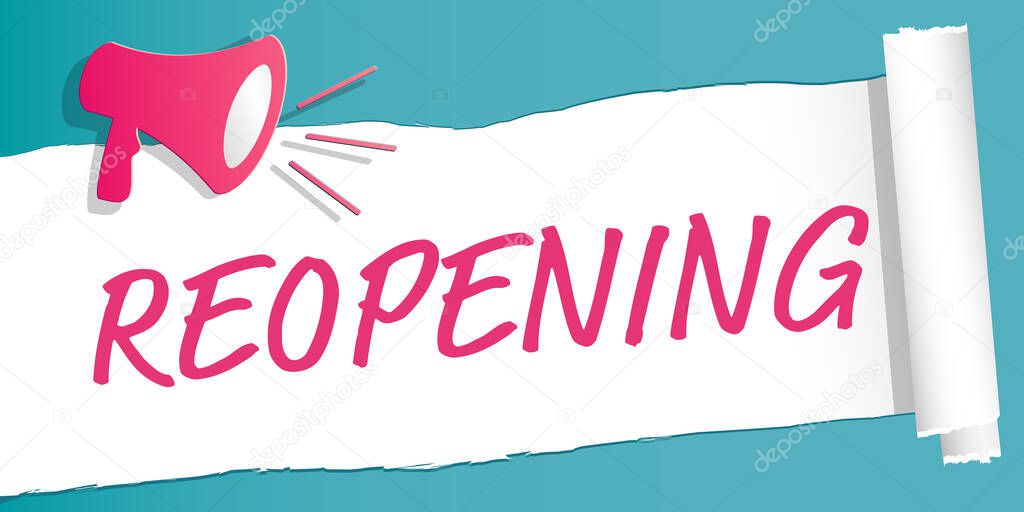 Reopening label illustration icon and paper style
