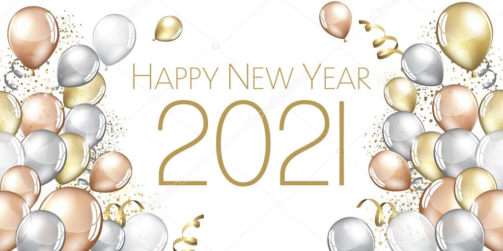 Happy New year 2021 large greeting card illustration