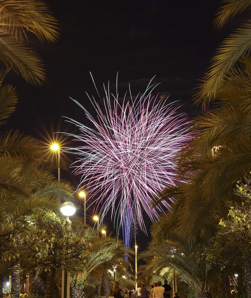 Fuochi d'artificio al Castello di Elche — Foto Stock