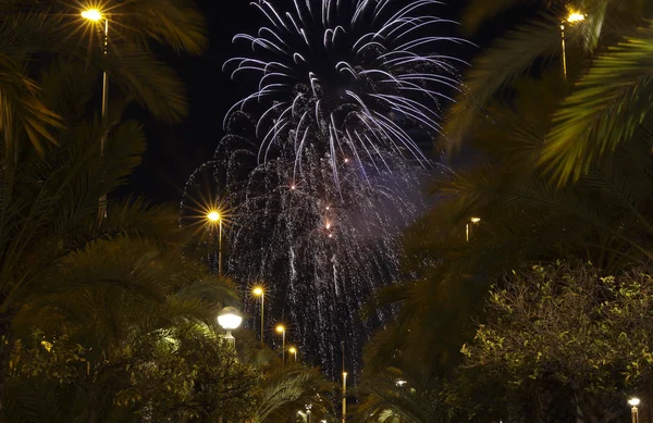 Fuochi d'artificio al Castello di Elche — Foto Stock