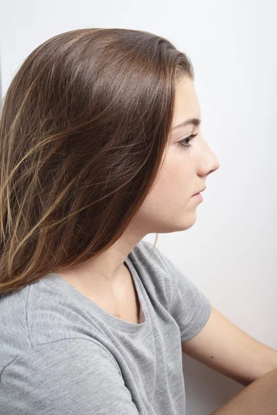 Portrait of a teenager with a serious face. — Stock Photo, Image