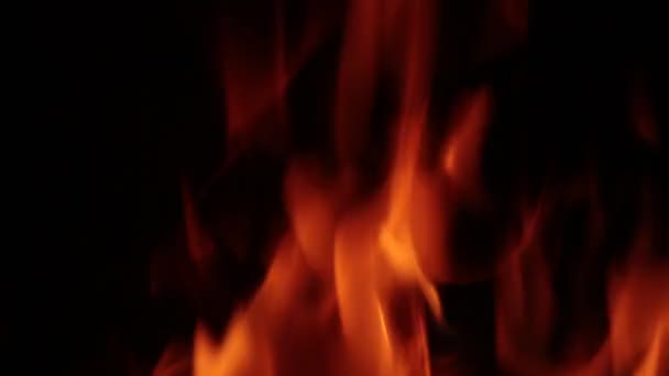 Flames of fire in a fireplace. — Stock Video