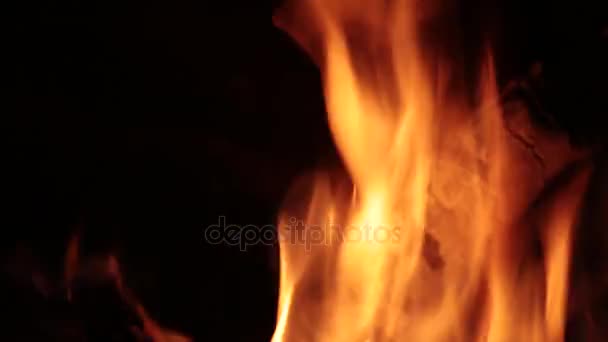 Llamas de fuego en una chimenea. — Vídeos de Stock