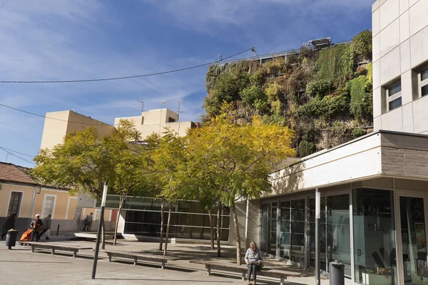 Uitzicht op de verticale tuin van zes verdiepingen in San Vicente del Ras — Stockfoto