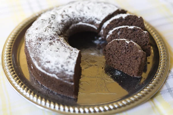 Homemade chocolate cake with sugar glass — Stock Photo, Image