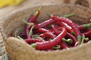 El yapımı bir kase Chili peppers.