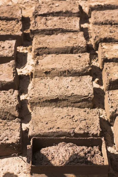 Ladrillos Adobe Para Bio Construcción Zona Hamid Ghizlane Una Pequeña —  Fotos de Stock