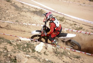 Elche, İspanya. 19 Kasım 2019: İspanya 'nın Elche şehrinde motokros yarışması.